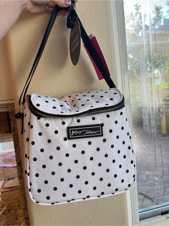Betsey Johnson Handbags - Betsey Johnson White and Black Polka Dot Insulated Lunch Tote Bag